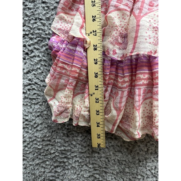 LoveShackFancy Pink Ruffle Tired Cinch Waist‎ Popover Silk Dress XS NWT - Picture 9 of 11